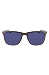 Shinola Arrow 55mm Rectangular Sunglasses In Satin Gunmetal/ Silver