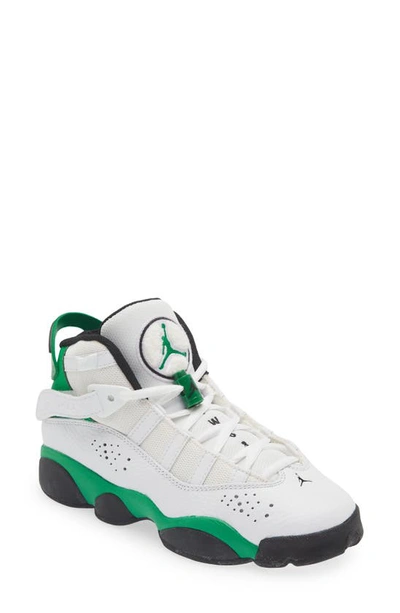 Jordan Kids' Nike  6 Rings High Top Sneaker In White/ Lucky Green/ Black