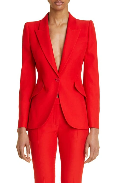 Alexander Mcqueen Classic Single-breasted Suiting Blazer In Lust Red
