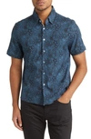 STONE ROSE JUNGLE PRINT SHORT SLEEVE BUTTON-UP SHIRT