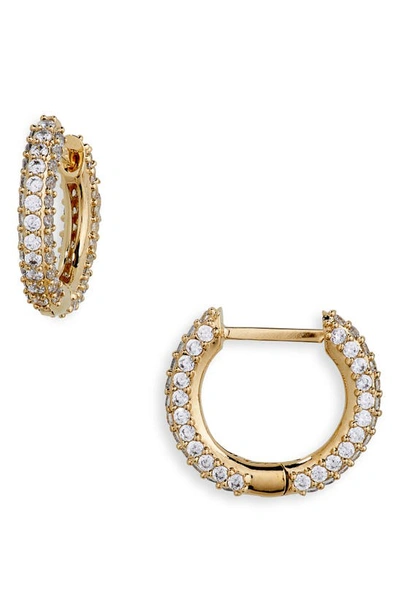 NADRI PAVÉ CUBIC ZIRCONIA HUGGIE HOOP EARRINGS