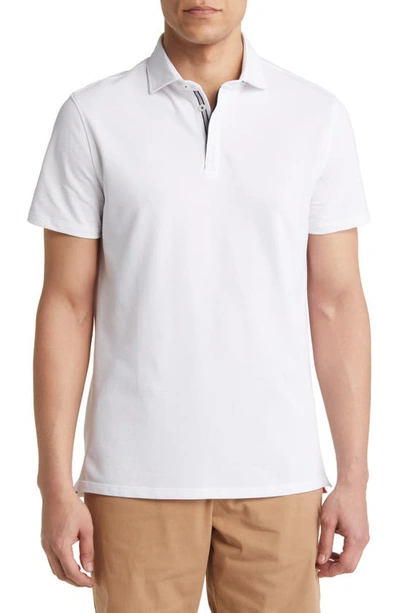 Stone Rose T-series Drytouch Jersey Pique Rib Collar Polo In White