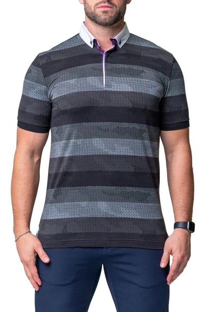 Maceoo Mozartpolk Black Stripe Cotton Polo