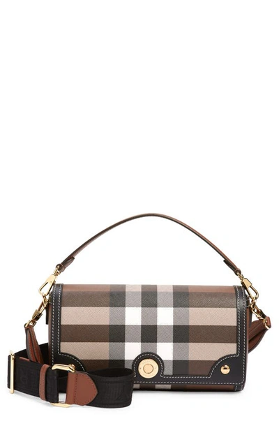 Burberry Small Note Check Crossbody Bag In Dark Birch Brown