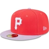 NEW ERA NEW ERA RED/LAVENDER PITTSBURGH PIRATES SPRING COLOR TWO-TONE 59FIFTY FITTED HAT