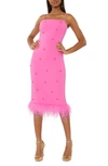 LIKELY ELECTRA EMBELLISHED FEATHER TRIM DRESS