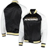 Mitchell & Ness Men's Bomber Jacket Nhl Primetime Lw Satin Jacket Pitpen Black In Black
