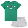 Fanatics Women's  Kelly Green, Heather Gray Boston Celtics Plus Size T-shirt And Shorts Combo Set In Kelly Green