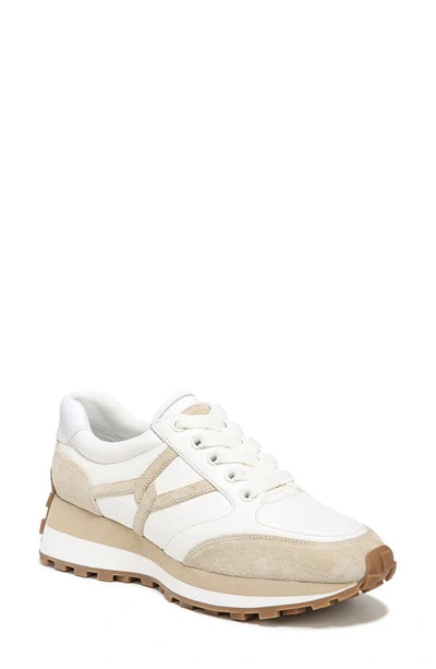 Veronica Beard Valentina Mixed Leather Retro Sneakers In Coconut/ecru Leat