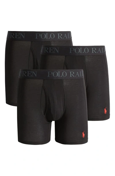 Polo Ralph Lauren 3-pack 4d Flex Boxer Briefs In Polo Black