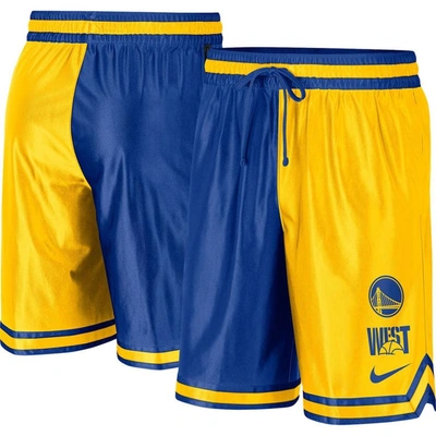 Nike Golden State Warriors Courtside  Men's Dri-fit Nba Graphic Shorts In Gold,royal