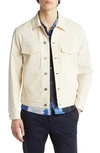Theory Cotton Blend Twill Trucker Jacket In Warm Ivory - C63