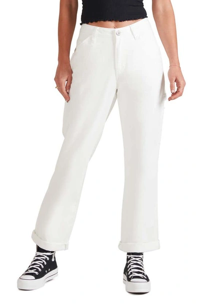 Fivestar General Cali High Waist Cotton Carpenter Trousers In White