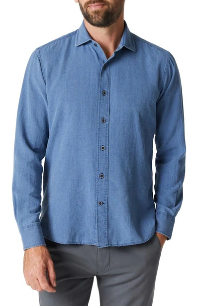 34 Heritage Microchecks Linen & Cotton Button-up Shirt In Indigo