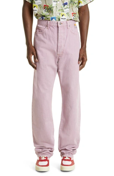 Rhude Men's Classic Washed Straight-leg Jeans In Pink
