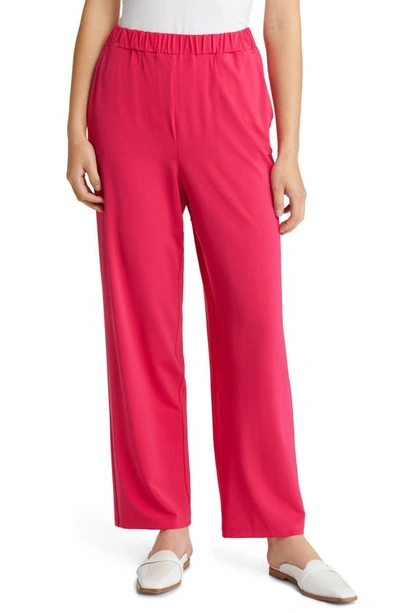Max Mara Fluid Viscose Jersey Wide Leg Pants In Fuchsia