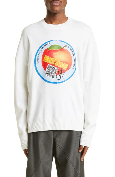 Jw Anderson Eat Me Print Knit Jumper In White