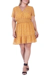 Standards & Practices Floral Short Sleeve Fit & Flare Dress In Yellow Floral