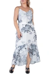 Standards & Practices Floral Tiered Ruffle Chiffon Maxi Dress In Black White Floral