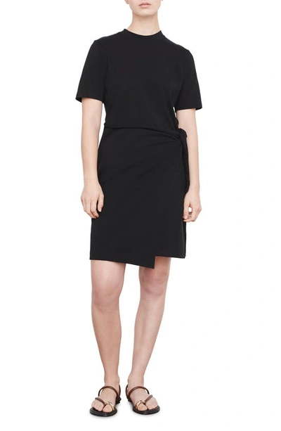 Vince Side Tie Cotton T-shirt Dress In Nocolor