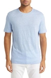 Hugo Boss Tiburt Slub Linen T-shirt In Open Blue