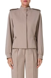 Akris Wool Button-front Short Coat In Cardboard