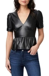 PAIGE RUE FAUX LEATHER PEPLUM TOP