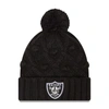New Era Girls Youth  Black Las Vegas Raiders Toasty Cuffed Knit Hat With Pom In Black