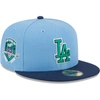 New Era Men's  Light Blue, Navy Los Angeles Dodgers Green Undervisor 59fifty Fitted Hat In Light Blue