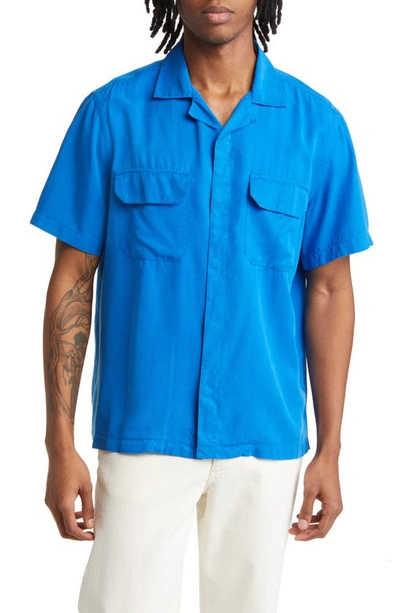 Saturdays Surf Nyc Gibson Short Sleeve Camp Shirt In Lapis Blue