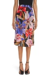 Dries Van Noten Floral Printed Midi Skirt In Black 900