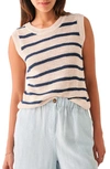 Faherty Miramar Muscle Sweater Tank In Natural Navy Stripe