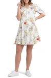 RIPE MATERNITY RIPE MATERNITY BLOOM FLORAL PRINT LINEN BLEND MATERNITY DRESS