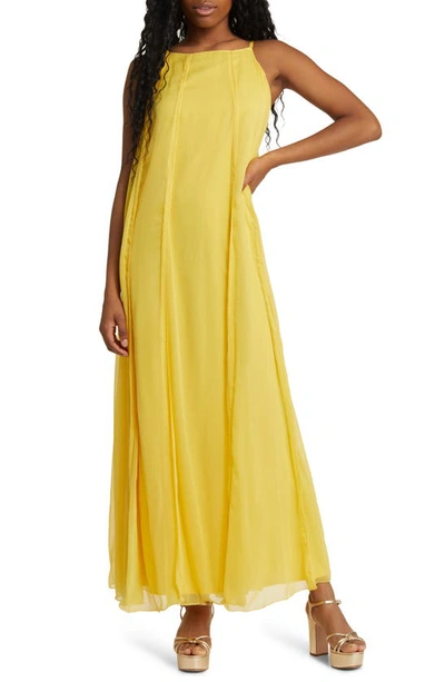 Topshop Panelled Maxi Dress In Yellow