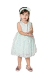 Popatu Kids' 3d Butterfly Appliqué Tulle Dress In Mint
