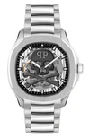 Philipp Plein Men's Automatic Skeleton Spectre Stainless Steel Bracelet Watch 42mm In Stainless Steel