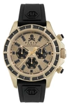 Philipp Plein Men's Chronograph Nobile Racing Black Silicone Strap Watch 43mm In Ip Beige