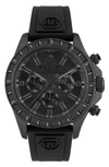 Philipp Plein Men's Chronograph Nobile Racing Black Silicone Strap Watch 43mm In Ip Black