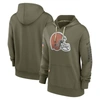 Nike Women's Dri-fit Salute To Service Logo (nfl Cleveland Browns) Pullover Hoodie In Olive