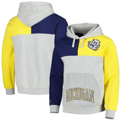 Mitchell & Ness Men's  Heather Gray Michigan Wolverines Tie-breaker Pullover Hoodie