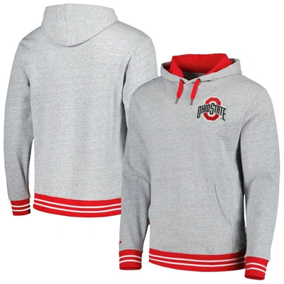 MITCHELL & NESS MITCHELL & NESS HEATHER GRAY OHIO STATE BUCKEYES PULLOVER HOODIE