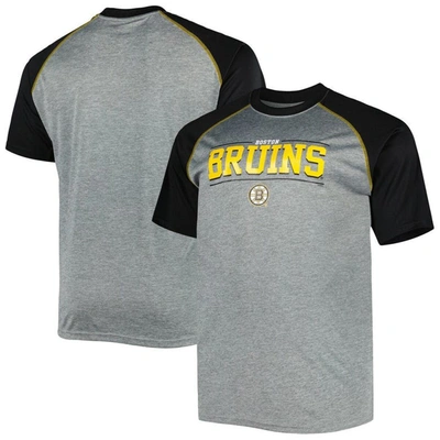 Profile Men's Heather Gray Boston Bruins Big And Tall Logo Raglan T-shirt