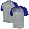 Profile Men's Heather Gray New York Rangers Big And Tall Logo Raglan T-shirt In Heather Gray