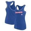 Fanatics Branded Royal Philadelphia 76ers Wordmark Logo Racerback Tank Top In Royal