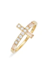 Nordstrom Cubic Zirconia Cross Ring In Clear- Gold
