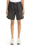 ALEXANDER WANG OVERSIZE COATED LOOSE FIT DENIM SHORTS