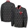 Starter Black Chicago Bulls In-field Play Fashion Satin Full-zip Varsity Jacket In Black