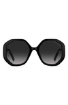 Marc Jacobs 53mm Gradient Round Sunglasses In Black/ Grey Shaded