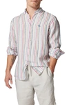 Rodd & Gunn Gimmerburn Stripe Linen Button-up Shirt In Snow