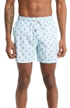 Stone Rose Turtle Print Swim Trunks In Light Blue